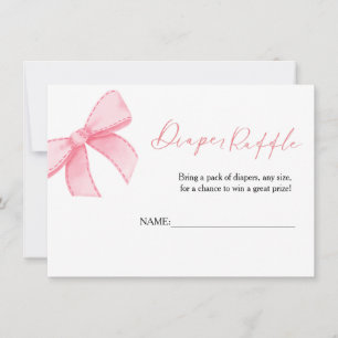 Boho Pink Bow Daiper Raffle für Babyduschkarte Einladung