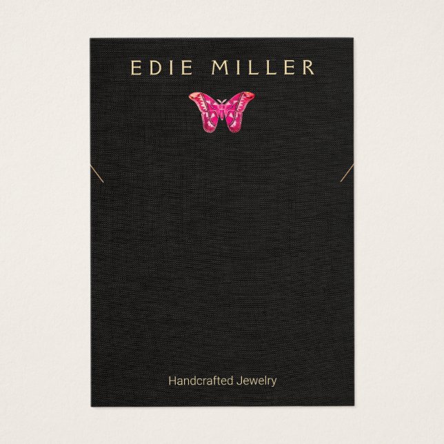 Boho Pink Butterfly Necklace Bracelet Display Card (Vorderseite)