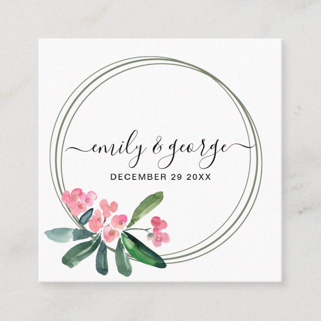 BOHO PINK CHRIST THORN BLOOM WEDSITE UAWG QUADRATISCHE VISITENKARTE (Vorderseite)
