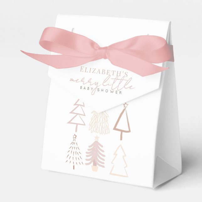 Boho Pink Christmas Trees Baby Shower Geschenkschachtel (Vorderseite)