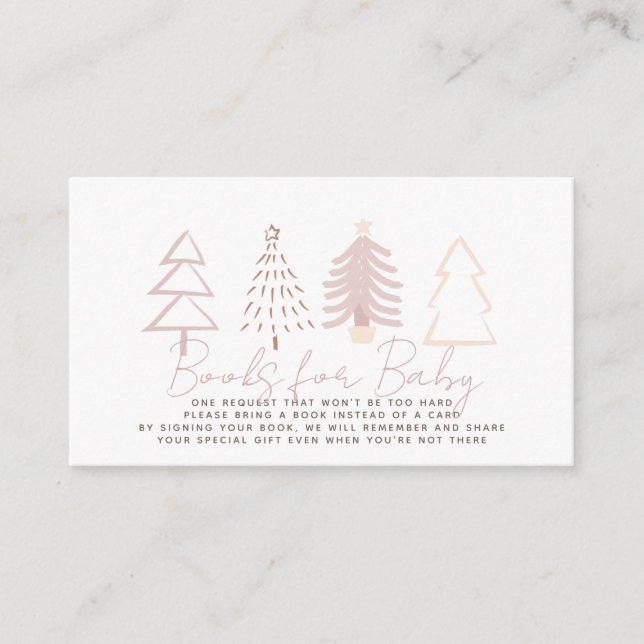 Boho Pink Christmas Trees Babydusche Buchanfrage Begleitkarte (Vorderseite)