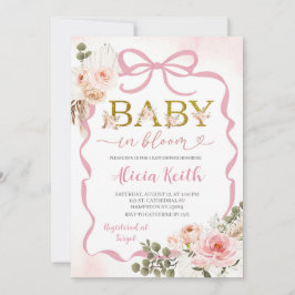 Boho Pink Coquette Pampas Grass Baby Shower Baby i Einladung