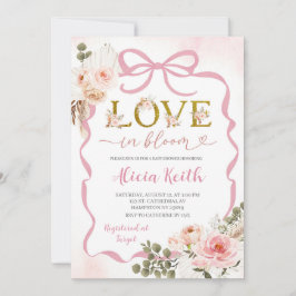 Boho Pink Coquette Pampas Grass Baby Shower Love i Einladung