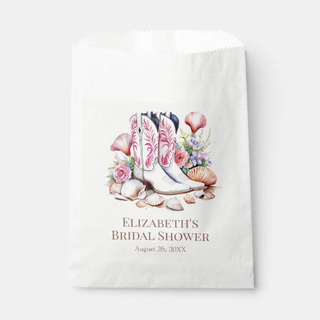 Boho Pink Cowgirl Cowgirl Boots Brautparty Geschenktütchen (Vorderseite)