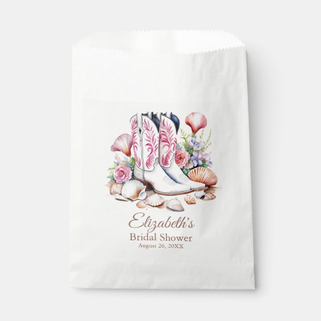Boho Pink Cowgirl Cowgirl Boots Brautparty Geschenktütchen (Vorderseite)