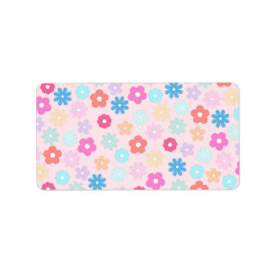 Boho Pink Daisy Blume Pattern Adressaufkleber