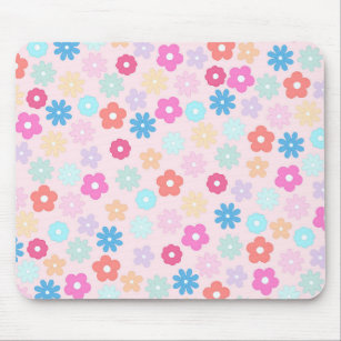 Boho Pink Daisy Blume Pattern Mousepad