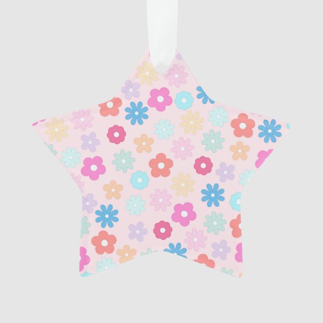 Boho Pink Daisy Blume Pattern Ornament (Vorderseite)