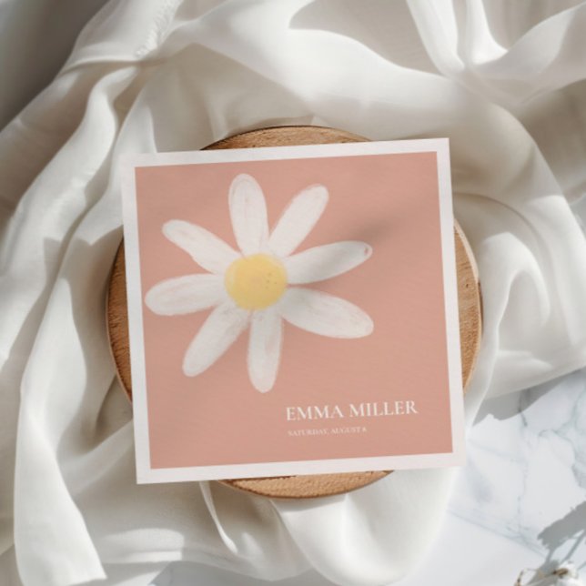 Boho Pink Daisy Floral Napkins Serviette (Von Creator hochgeladen)