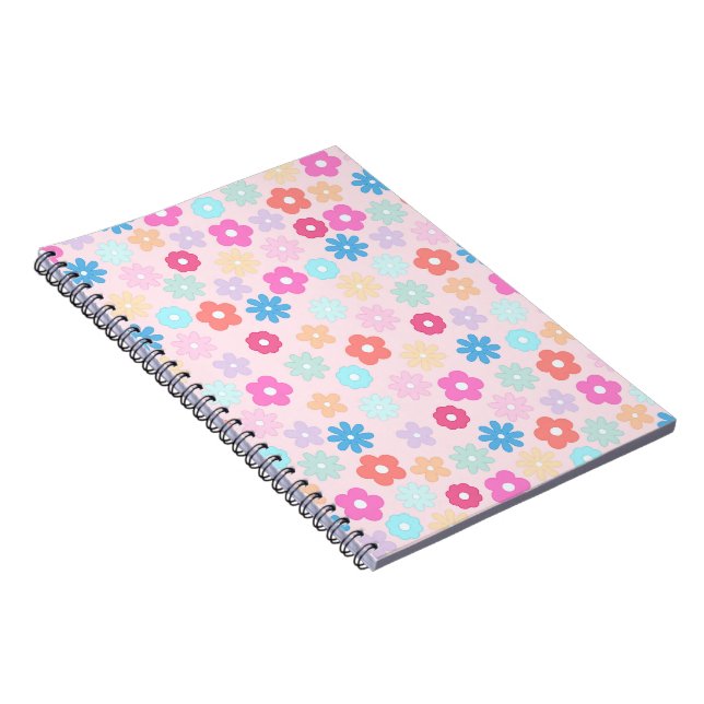 Boho Pink Daisy Flowers Pattern Notizblock (Rechte Seite)