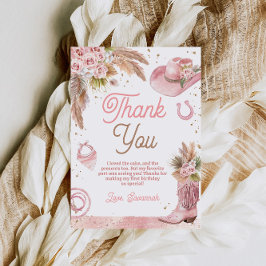 Boho Pink First Rodeo 1. Geburtstag Dankeskarte