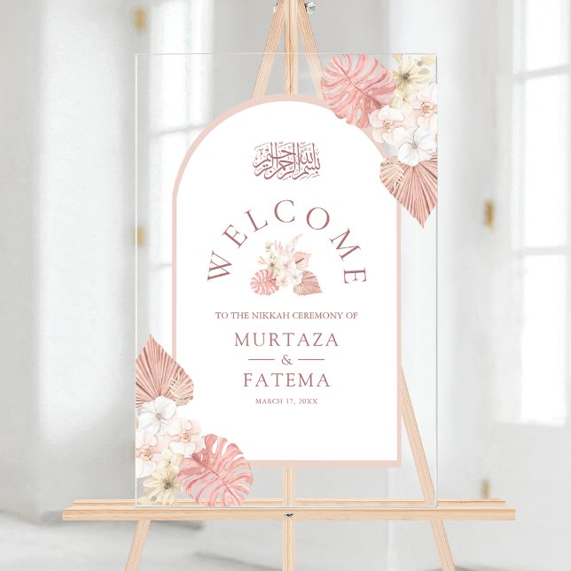 Boho Pink Floral Arch Muslim Wedding Welcome (Créateur téléchargé)