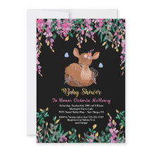 Boho Pink Floral Baby Deer Dusche Einladung