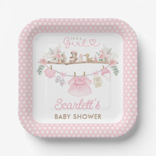 Boho Pink Floral Baby Girl Kleidung Waschmaschine Pappteller