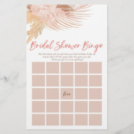 Boho Pink Floral Bingo Brautparty Game Briefpapier