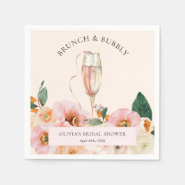 Boho Pink Floral Brunch & Bubbly Serviette