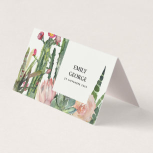 BOHO PINK FLORAL CACTI FOLIAGE WEDD PLATZKARTEN