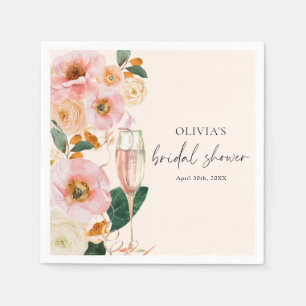 Boho Pink Floral Champagne Serviette