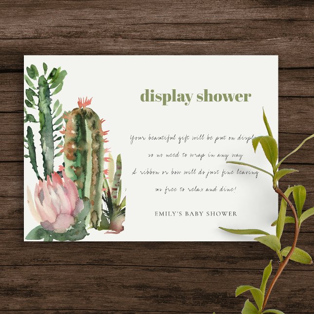 BOHO PINK FLORAL DESERT CACTI DISPLAY BABY SHOWER BEGLEITKARTE (Von Creator hochgeladen)