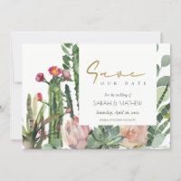 BOHO PINK FLORAL DESERT CACTI FOLIAGE WATERCOLOR S