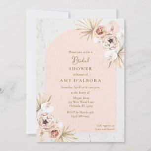 Boho Pink Floral Digital Brautparty Party Einladung