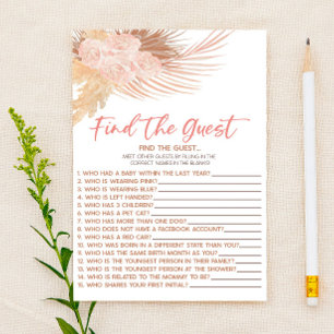 Boho Pink Floral Finden Sie das Baby Duschspiel Briefpapier