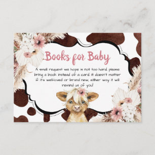 Boho Pink Floral Highland Kuh Books for Baby Begleitkarte