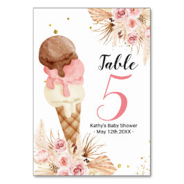 Boho Pink Floral Ice Creme Moderne Tischnummer