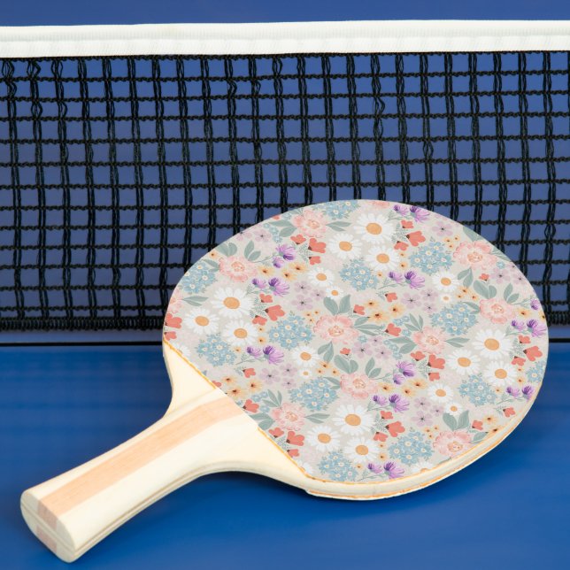 Boho Pink Floral Tischtennis Schläger (InSitu)