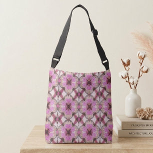 Boho Pink Floral Tragetaschen Mit Langen Trägern