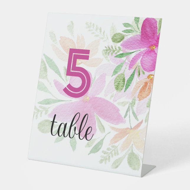 Boho Pink Floral Watercolor Modern Sockelschild (Vorderseite)