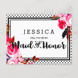 Boho Pink Floral werden Sie meine Trauzeugin sein Einladung