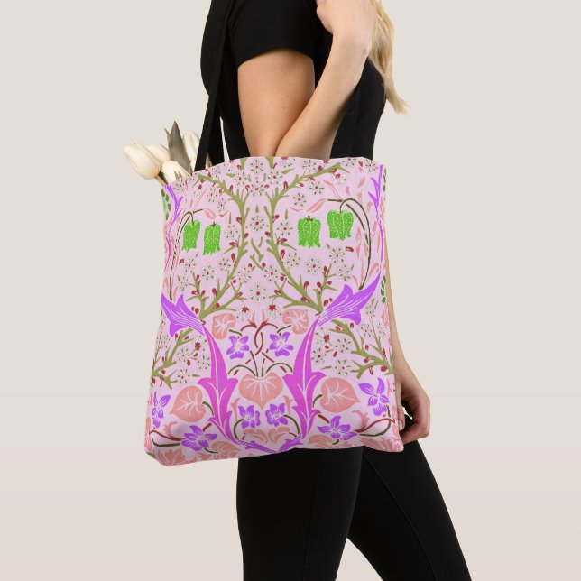 Boho Pink Floral Wilhelm Morris Kunst, Dichtung un Tasche (Von Nahem)