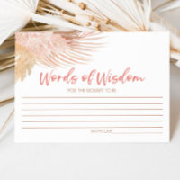 Boho Pink Floral Words of Wisdom Baby Shower