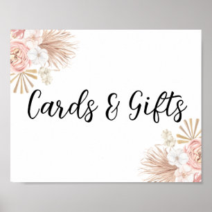 Boho Pink Florals Karten & Geschenke Schild