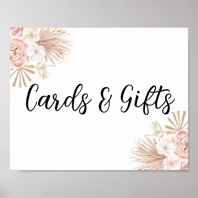 Boho Pink Florals Karten & Geschenke Schild (Vorne)