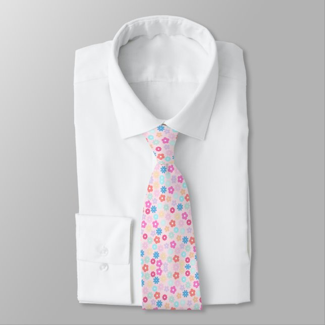 Boho Pink Gänseblümchen Blumen Muster Krawatte (Gebunden)