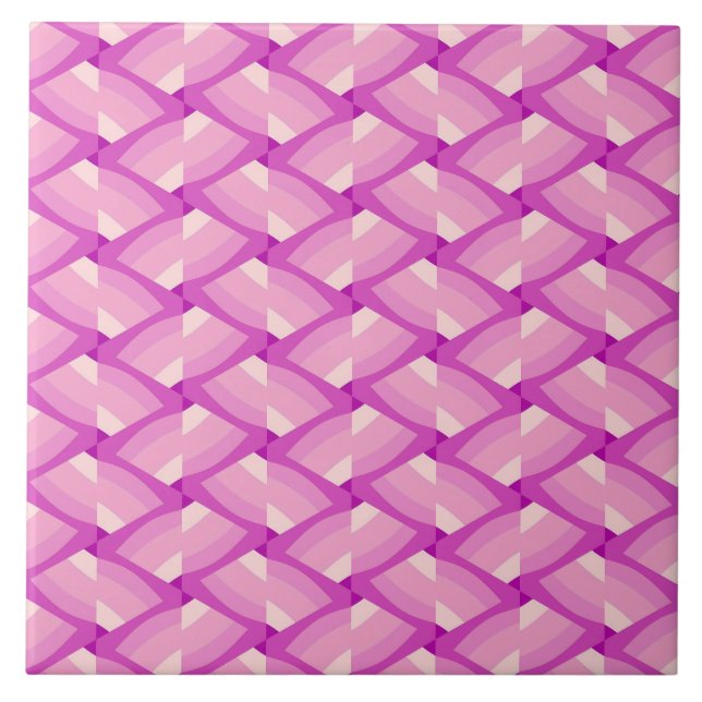 Boho Pink Geometric Mitte des Jahrhunderts Moderne Fliese (Vorderseite)