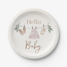Boho pink Girl Baby Clothes Pappteller