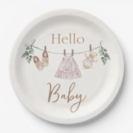 Boho pink Girl Baby Clothes Pappteller