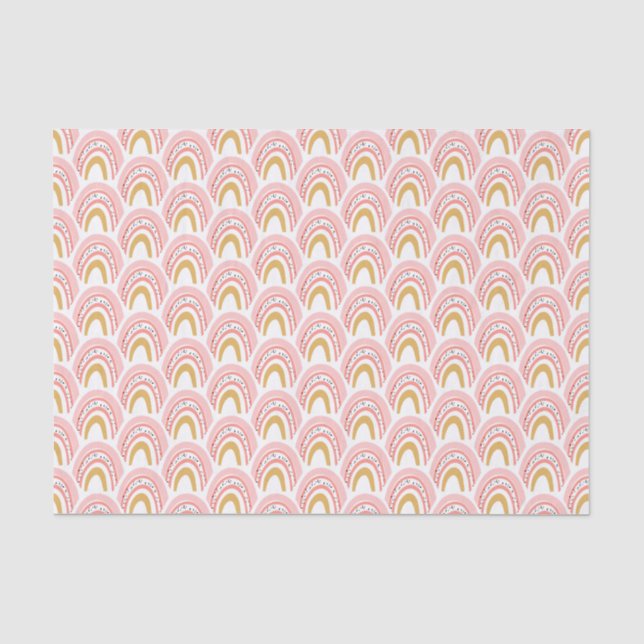 Boho Pink Gold Rainbow Modernes Muster Seidenpapier (Vorderseite)