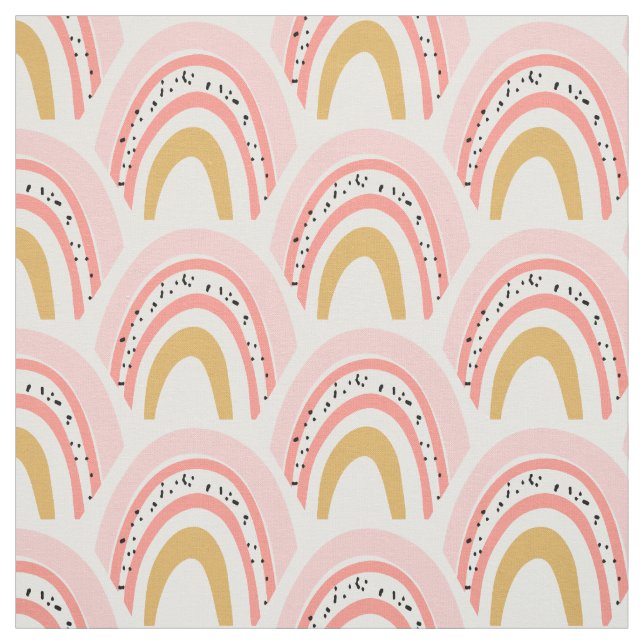 Boho Pink Gold Rainbow Pattern Stoff (Muster)