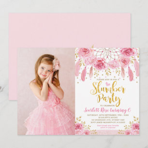 Boho Pink Gold Rose Traumfänger Schlummerholz Part Einladung