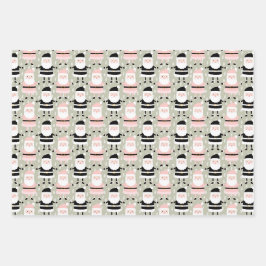 Boho Pink Green Weihnachtsfeiertag Geschenkpapier Set