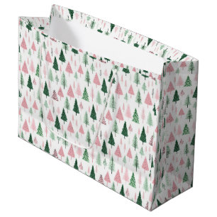 Boho Pink Grüne Weihnachtsbaumen Urlaub Große Geschenktüte