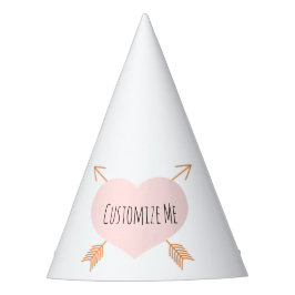 Boho Pink Herz und Pfeile Partyhütchen