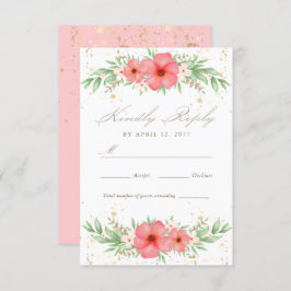 Boho Pink & Ivory Greenery Floral Wedding RSVP