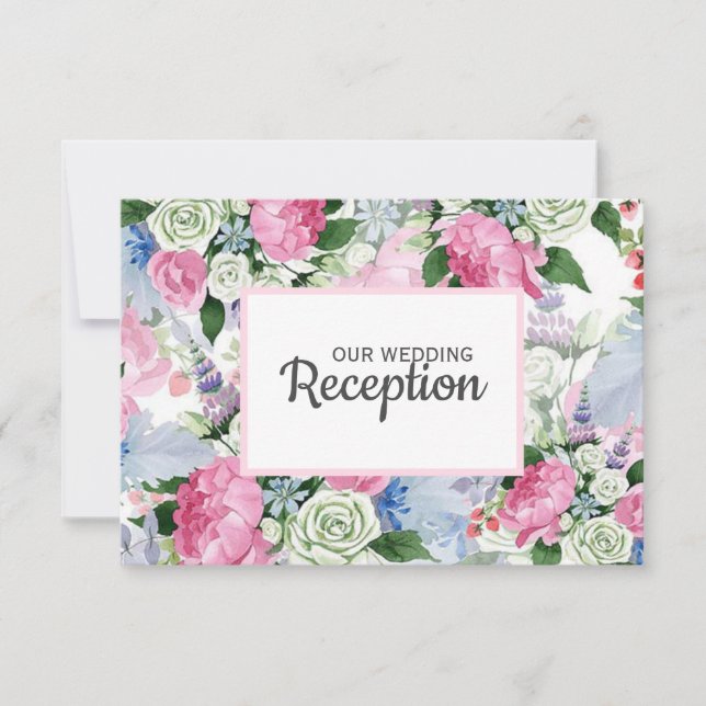 Boho pink lavender blue wiadow WEDDING REZEPTION RSVP Karte (Vorderseite)