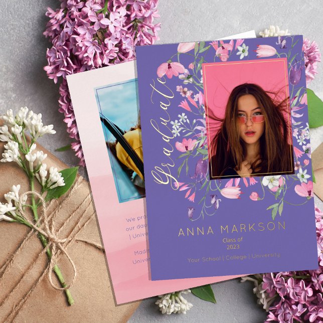 Boho Pink | Lila Wildblumen für Aquarellfarben Folieneinladung (Von Creator hochgeladen)