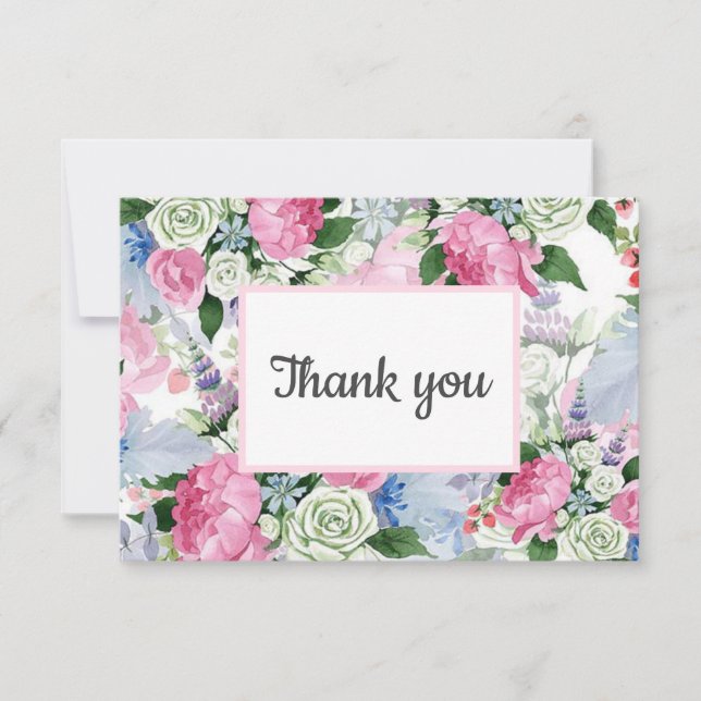 Boho pink lilac blue Floral Post Gastgeschenk Hoch RSVP Karte (Vorderseite)